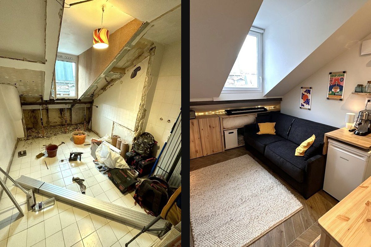 Rénovation complète d’un studio, avant et après